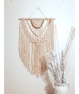 Large macrame wall hanging with wooden beads  , Bohemian macrame mural, ... - £59.15 GBP