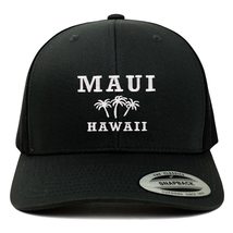 Trendy Apparel Shop Maui Hawaii with Palm Tree Embroidered Retro Trucker Mesh Ca - £20.03 GBP