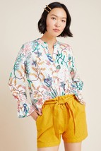 New Anthropologie Cadiz Top by Aldomartins $148 SMALL Floral Blouse  - £42.46 GBP