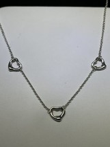 TIFFANY &amp; CO. Sterling Silver Elsa Peretti 3 Open Heart Pendant Necklace (16&quot;) - £148.68 GBP