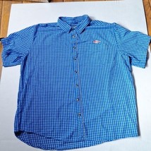 Drake Waterfowl Short Sleeve Pocket Shirt Mens Sz 2XL Blue Plaid Button Up - £11.66 GBP
