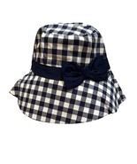 Janie and Jack Bow GINGHAM Bucket Hat Blue Plaid Size 12-24 months New - $27.06 CAD