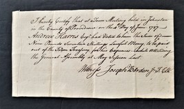 1787 antique HANDWRITTEN RECEIPT providence johnston ri ANREW HARRIS jos... - £38.17 GBP