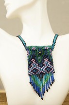 Artisan Jewelry Beaded WICCA Amulet Bag Bead Woven Necklace by Liz Schwartz - £36.25 GBP