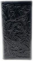 Premium Genuine Leather Floral Tooled Laser Cut Woven Men&#39;s Long Bifold Wallet i - £23.78 GBP