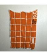 Crocheted Baby Blanket Orange White Black 30 Block Sampler Squares VTG A... - £27.53 GBP