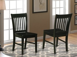 Set Of 4 Norfolk Dinette Kitchen Dining Chairs With Plain Wood Seat In Black - £369.22 GBP