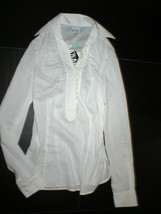 New Womens NWT Designer PF Paola Frani Top Blouse 6 White Italy 42 Work Buttons  - £284.22 GBP