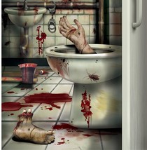 Csi Bloody Horror Creepy Crapper Bathroom Door Cover Psycho Halloween Decoration - £6.32 GBP
