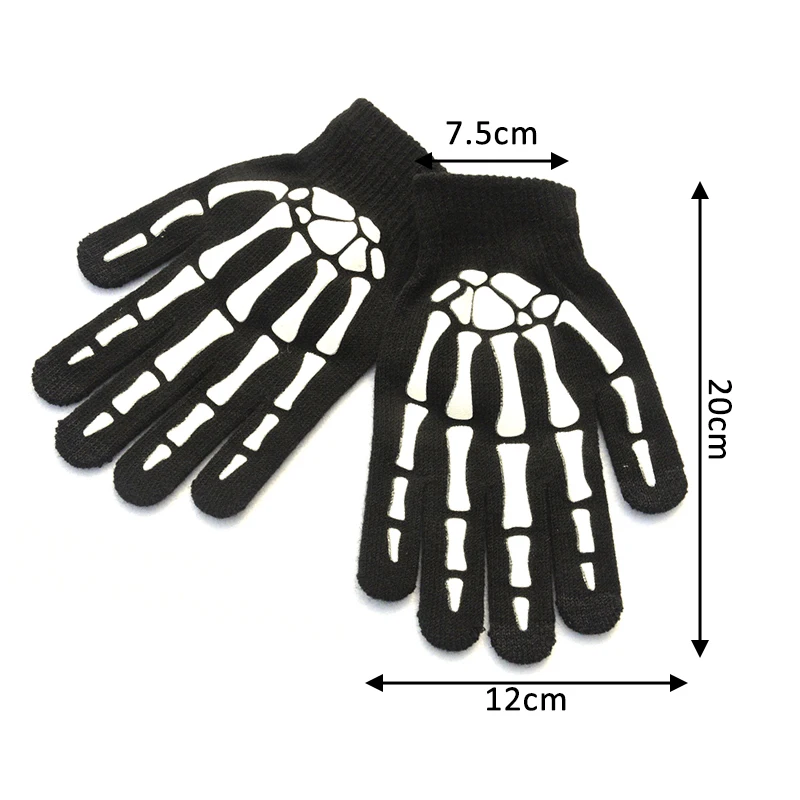 Knitting Gloves Skeleton Head  Half Finger Full Fingers Print Warm  Men ... - $103.15