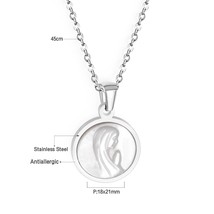 LUXUSTEEL Best Friend Gold Color Chains Virgin Mary Round Shell Pendant Necklace - £14.12 GBP