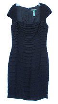 LRL Ralph Lauren Black Bodycon Lined Stretch Dress Sz 10 with Horizontal... - $38.00