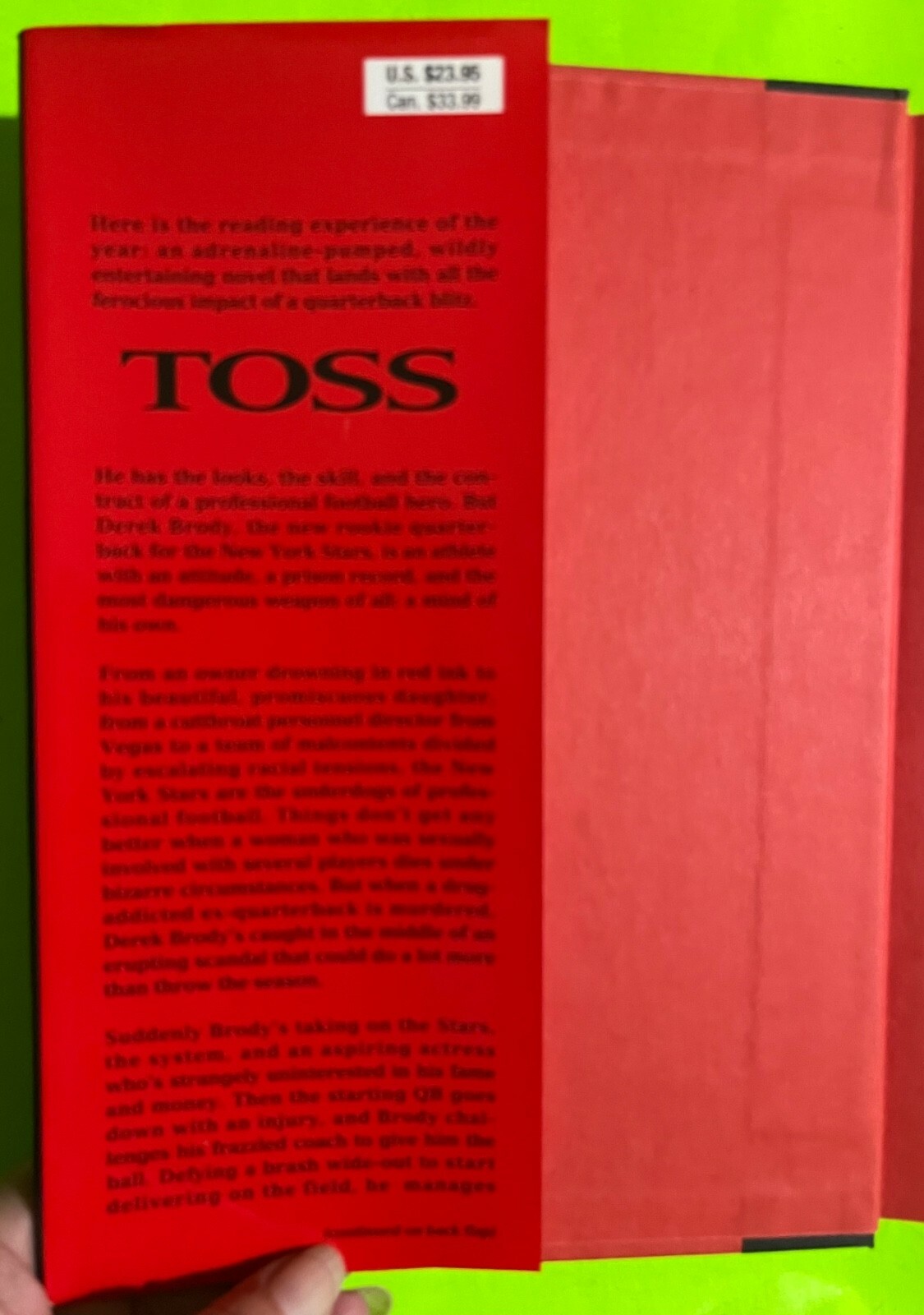 Vtg Toss: A Novel by Boomer Esiason & Lowell Cauffiel (HCDJ 1998) 1stEd Item image 2