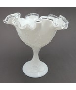 Fenton Silver Crest Spanish Lace White Milk Glass Compote Candy Dish Vin... - £42.43 GBP