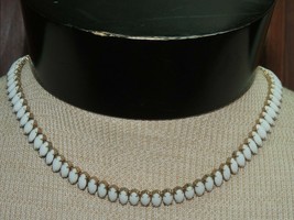 White Glass / Rhinestone 12-15&quot; necklace Art Deco Vintage Rhinestone gold tone - £24.88 GBP