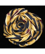 Handmade Up-cycled Blue-Tan Rosette Necktie Statement Pin - $15.00