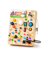 Joyreal Wooden Play Busy Board with LED Light Toddler Toys - Farm Theme ... - $28.95