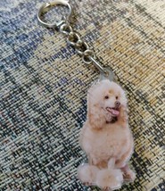 Cute White Poodle Dog Animal - Mirrored Back Sealed Keychain - £13.11 GBP