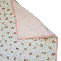 Vintage Baby Girl Quilt Blanket Ballerina Dancing Mouse Pink Flannel Backing - $43.39