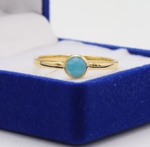 Larimar Ring, Minimalist Gold Vermeil Ring, 925 Sterling Silver Larimar Ring - £34.08 GBP