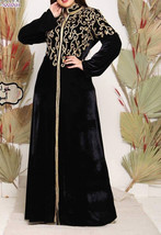 Farasha Moroccan Fancy Long Gown  Caftan Velvet Dubai Kaftan Abaya Islamic Dress - £79.92 GBP