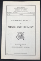 April 1944 CA Journal of Mines &amp; Geology w/Maps Mineral Deposits Jamesburg - £24.54 GBP