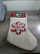 Farmhouse Rustic Christmas House Plaid Hanging Stocking 16&quot;-Brand New-SHIP 24HRS - £12.65 GBP