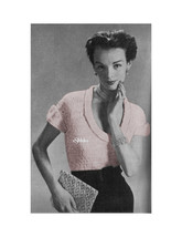 1950s Ribbon Sweater with Short Sleeves  - Knit pattern (PDF 0225) - £2.99 GBP