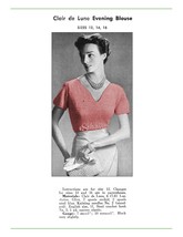 1950s Ribbon Sweater with V Neckline, Short Sleeves  - Knit pattern (PDF 0226) - £2.96 GBP