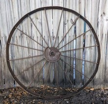 Large Antique Aprx. 43&quot; Metal Iron Wagon Wheel Farm Steel Yard Art - £195.78 GBP