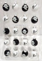 Halloween MINI Ghost BOO Glass Ornaments 1&quot; White Black Set of 20 - $29.69