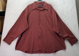 Van Heusen Dress Shirt Men&#39;s 3XL Brick Striped Long Sleeve Collared Butt... - $18.46