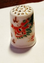 Vintage Chinese Dragon Thimble  Red Green Oriental 1&quot; - $14.99