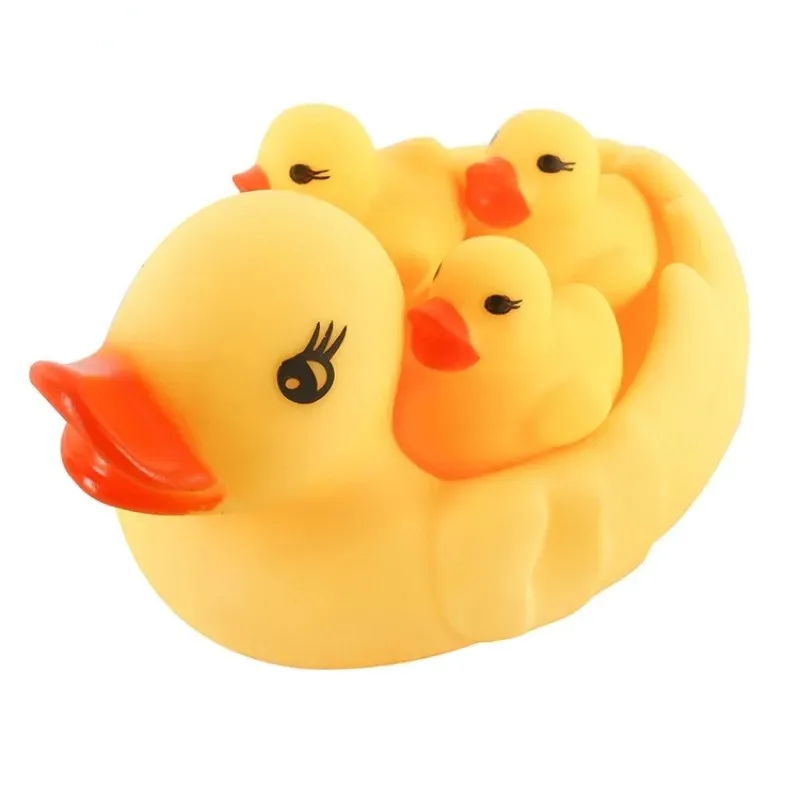 4PCS Cute Duck Baby Bath Toys Squeeze Rubber Duck Swimming Pool Float Bathing - £7.76 GBP+