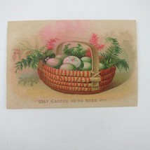 Victorian Trade Card Hahn&#39;s New Store Brooklyn New York Easter Eggs Basket Ferns - £15.97 GBP