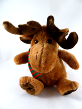 Dan Dee Moose Plush Soft Cuddly 10&quot; in Christmas scarf Adorable - £7.00 GBP