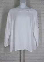 Terzo Millennio Tunic A Line Round Hem Roll Tab Sleeves White Linen 3X - £25.90 GBP