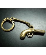 Golden Metal Derringer Key Chain Solid Bright Metal Rope Style Connector - £5.52 GBP