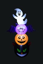 6 Foot Tall Halloween Totem Pole Inflatable Cat Pumpkin Bat Ghost Decoration LED - £55.14 GBP