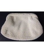 Vintage Lumured Corde Bead Clutch Purse Off White USA Made - £21.51 GBP