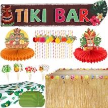 Tropical Party Decorations, Luau Party Supplies Include Table Skirt, Tablecloth, - £32.41 GBP