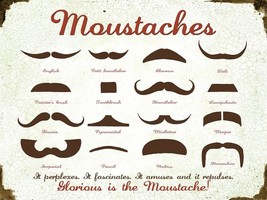 Moustaches Guide Hipster Metal Sign - £15.76 GBP