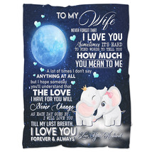 Cute Elephant Couple Love Fleece Blanket Christmas Romantic Quote Gift For Wife - £46.59 GBP+