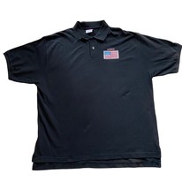 Champion Mens 100% Cotton Black XXLG Polo Shirt USA Flag Patch Embroidered - £11.20 GBP