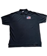 Champion Mens 100% Cotton Black XXLG Polo Shirt USA Flag Patch Embroidered - £11.10 GBP