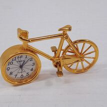 Vintage Timex Bicycle Miniature Clock 2"  bike mini gold Brass tone deco... - $15.00