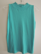 Ladies Top Size L Ribbed S/L Aqua Green Cotton Top by Michael Carrie EUC - £9.31 GBP