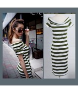 Black or Green Striped Off Shoulder Strapless Straight Sheath Cotton Max... - £29.78 GBP