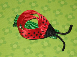 NEW &quot;RED LADYBUG&quot; Boutique Girls Ribbon Sculpture Hairbow Clip Clippie - £2.41 GBP