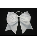 NEW &quot;WHITE&quot; Cheer Bow Pony Tail 3 Inch Ribbon Girls Hair Cheerleading Pr... - £5.49 GBP